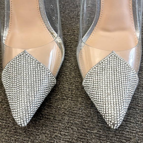 Steve Madden Malibu-R Rhinestone Vinyl Pointed-Toe Pumps Size 7.5 - Picture 5 of 14